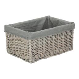 Red Hamper Grey Wash Grey Cotton Lined Willow Storage Baskets - Size: Medium - thumbnail 1