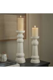 KDMD Sile Medium Ceramic Pillar Candle Holder for Elegant Retail Displays in White - thumbnail 5