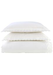 CHRISTY Scallop Edge Cotton Sateen Duvet Sets in White - Size: Single - thumbnail 3
