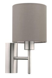 Eglo Pasteri Satin Nickel Metal & Fabric Wall Light in Taupe