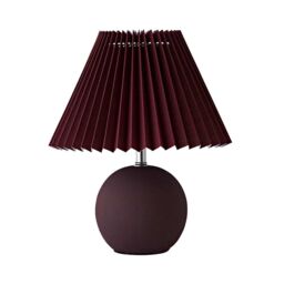 ValueLights Beattie Burgundy Ceramic Table Lamp with Origami Lamp Shade & Bulb - thumbnail 6