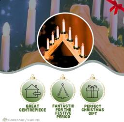 Marco Paul Christmas Candle Bridge, Traditional Indoor Xmas Decorations in Light Oak - thumbnail 3