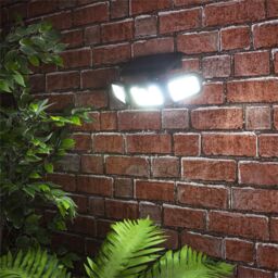 mysmartbuy Solar Powered 260 Lumen PIR Motion Sensor Outdoor Security Wall Light with 3 LED COB Heads, 3 Lighting Modes & 3m Detection Range in Black - thumbnail 1