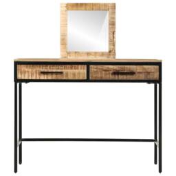 Berkfield Home Dressing Table 100x40x75/120 cm Solid Wood Rough Mango in Brown - thumbnail 5