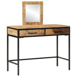 Berkfield Home Dressing Table 100x40x75/120 cm Solid Wood Rough Mango in Brown - thumbnail 3