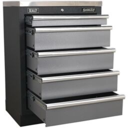 Loops 680mm Modular 5 Drawer Floor Cabinet - Ball Bearing Slides - Locking - 2 Keys - thumbnail 3