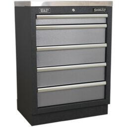 Loops 680mm Modular 5 Drawer Floor Cabinet - Ball Bearing Slides - Locking - 2 Keys - thumbnail 1