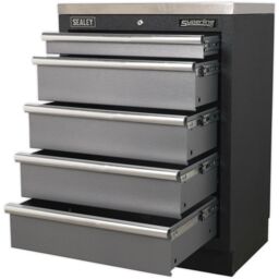 Loops 680mm Modular 5 Drawer Floor Cabinet - Ball Bearing Slides - Locking - 2 Keys - thumbnail 4