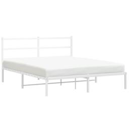 Berkfield Home Metal Bed Frame without Mattress with Headboard White 150x200cm - Size: 150x200 cm - thumbnail 4