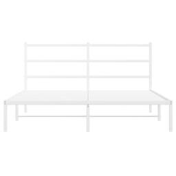 Berkfield Home Metal Bed Frame without Mattress with Headboard White 150x200cm - Size: 150x200 cm - thumbnail 5