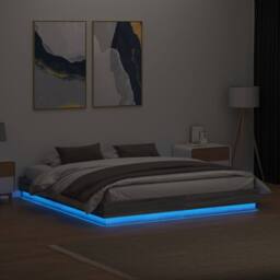 Berkfield Home Bed Frame with LED without Mattress Grey Sonoma 180x200 cm Super King - thumbnail 4