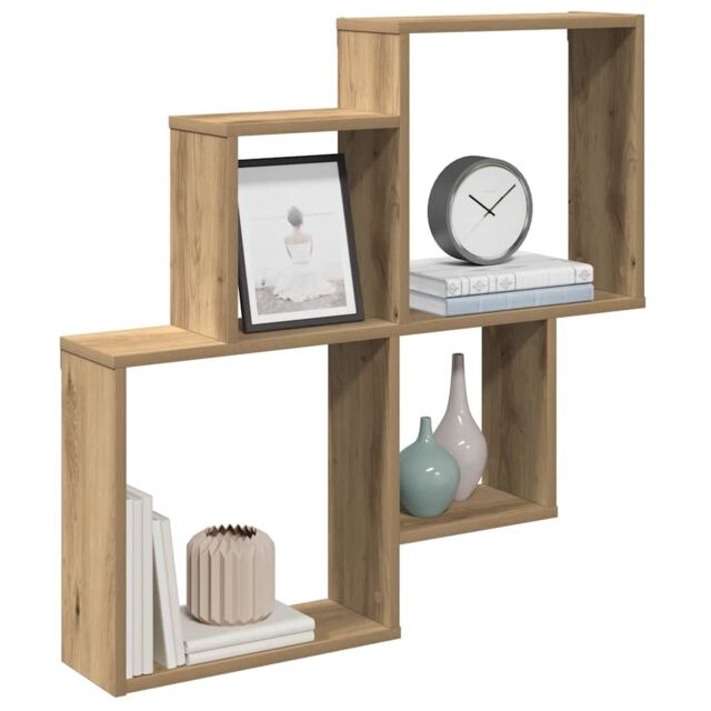 Berkfield Home Wall Shelf Artisan Oak 80x15x78.5 cm Engineered Wood in Brown - image 1