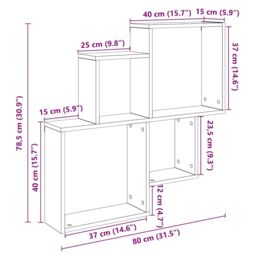 Berkfield Home Wall Shelf Artisan Oak 80x15x78.5 cm Engineered Wood in Brown - thumbnail 9