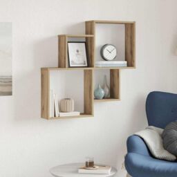 Berkfield Home Wall Shelf Artisan Oak 80x15x78.5 cm Engineered Wood in Brown - thumbnail 3