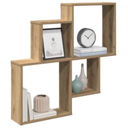Berkfield Home Wall Shelf Artisan Oak 80x15x78.5 cm Engineered Wood in Brown - thumbnail 1