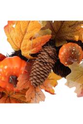 H&O Direct 60cm LED Light-Up Autumn Wreath with Faux Maple Leaves Halloween Decor in Orange - thumbnail 6
