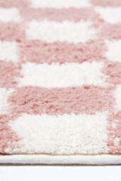 Homescapes Check 100% Cotton Non Slip Bath Mat in Pink - thumbnail 3