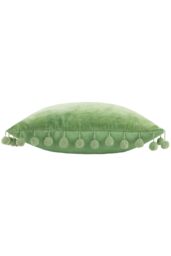 Furn Dora Square Velvet Pom Pom Cushion in Green - Size: 45 cm x 45 cm - thumbnail 3