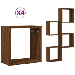 Berkfield Home Wall Cube Shelves 4 pcs Brown Oak 30x15x30 cm - Size: 30 x 15 x 30 cm - thumbnail 2