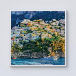 Warren Reed - Designer Positano, Amalfi Coast Framed Canvas in Off-White - Size: w10 inch x h10 inch - thumbnail 1