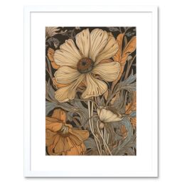 "Artery8 Wall Art Print Spring Wildflowers Pastel Colour Artwork Framed 9X7 Inch in White - Size: W7"" x H9""" - thumbnail 1