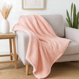 Voltico Super Soft Cuddle Throw 130 x 180cm - Soft Sofa & Bed Blanket in Baby Pink - Size: 130 cm x 180 cm