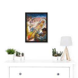 Artery8 Vintage Sci Fi Neo Plastic Woman Scientist Space Age Invention Android Artwork Framed Wall Art Print A4 in Black - thumbnail 2