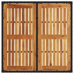 Berkfield Home Garden Table with Acacia Wood Top Black 90x90x75 cm Poly Rattan - Size: 90 x 90 x 75 cm - thumbnail 7