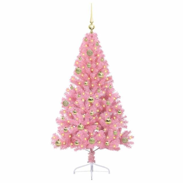 Berkfield Home Beautiful Artificial Pre-lit Christmas Tree with 150 LEDs Pink 15 - image 1