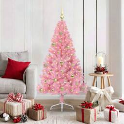 Berkfield Home Beautiful Artificial Pre-lit Christmas Tree with 150 LEDs Pink 15 - thumbnail 2