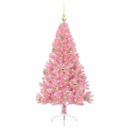 Berkfield Home Beautiful Artificial Pre-lit Christmas Tree with 150 LEDs Pink 15 - thumbnail 1