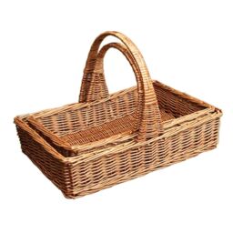 Red Hamper Wicker Set of 2 Cheshire Large Garden Trugs in Brown