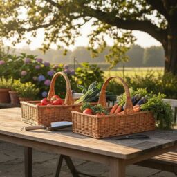 Red Hamper Wicker Set of 2 Cheshire Large Garden Trugs in Brown - thumbnail 2
