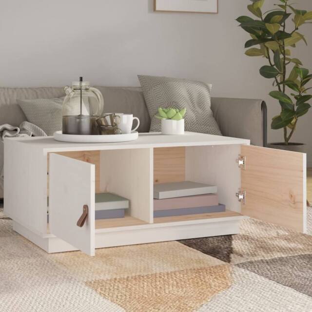 Berkfield Home Beautiful Coffee Table White 80x50x35 cm Solid Wood Pine - Size: 80 x 50 x 35 cm - image 1