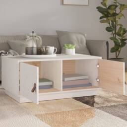 Berkfield Home Beautiful Coffee Table White 80x50x35 cm Solid Wood Pine - Size: 80 x 50 x 35 cm
