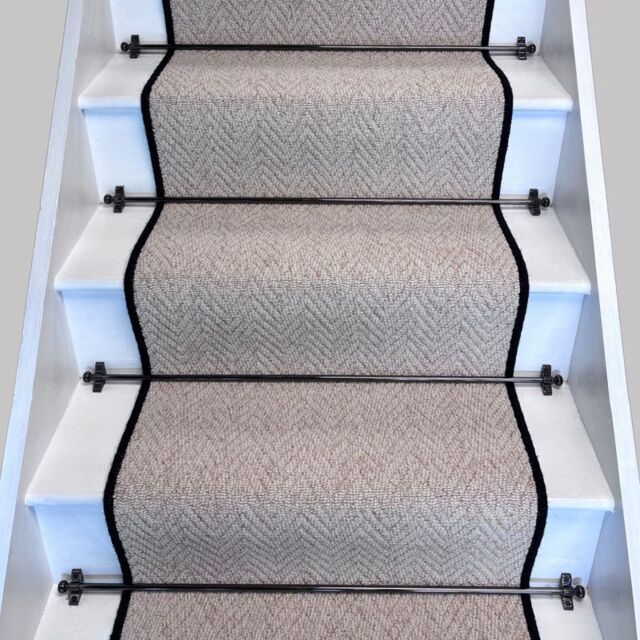 RainbowHome Herringbone Keswick Cream Fleck Stair Runner with 100% Wool Edge 60cm x 700cm in Beige - Size: 70 cm x 700 cm - image 1