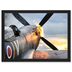 Artery8 Taylor Military UK RAF Spitfire TE311 Fighter Plane Photo Artwork Framed Wall Art Print A4 in Black - thumbnail 1