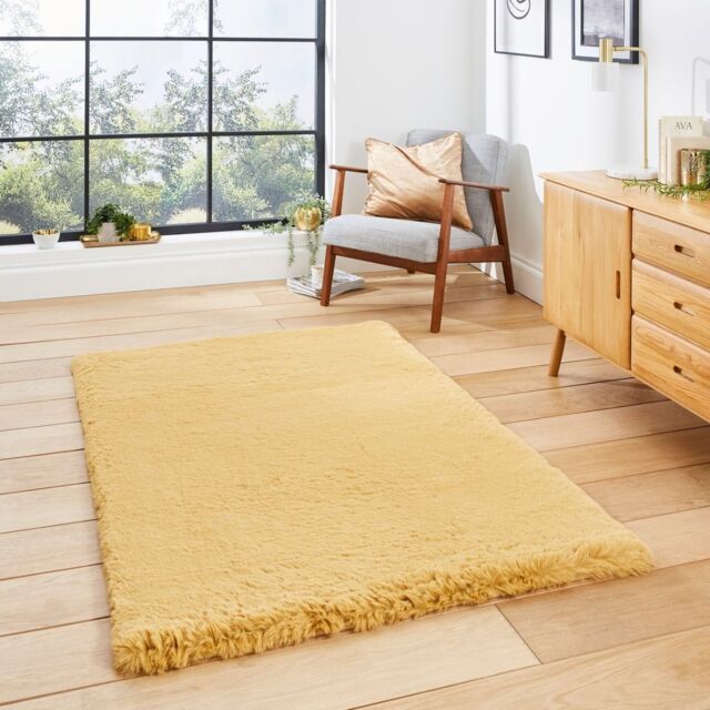 The Rug Shop UK Modern Shaggy Anti-Shed Easy To Clean Area Rug in Yellow - Size: 150 cm x 230 cm - image 1