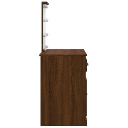 Berkfield Home Dressing Table with LED Lights Brown Oak 90x42x132.5 cm in Grey - thumbnail 6