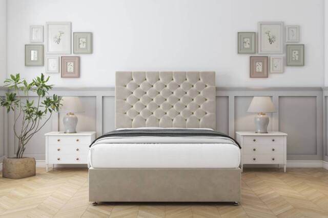 "Comfort Beds Winslow Plush Divan Set 2 Drawers-54"" Headboard in Cream - Size: Small Single" - image 1