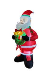 Living and Home 2.4m Lighted Christmas Inflatable Santa Holding Wreath Decoration in Red - thumbnail 5