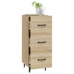 Berkfield Home Sideboard Sonoma Oak 34.5x34x90 cm Engineered Wood in Light Tan - thumbnail 4