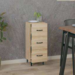 Berkfield Home Sideboard Sonoma Oak 34.5x34x90 cm Engineered Wood in Light Tan - thumbnail 1