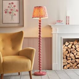 Netlighting Higgledy Gloss Pink Floor Lamp Pink Fabric Ikat Shade 35cm E27 - thumbnail 2