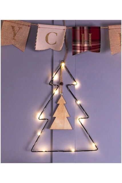 Netagon Battery Powered Metal Christmas Silhouette With LED String Lights in Black - image 1