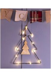 Netagon Battery Powered Metal Christmas Silhouette With LED String Lights in Black