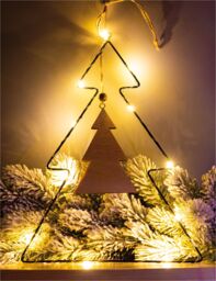 Netagon Battery Powered Metal Christmas Silhouette With LED String Lights in Black - thumbnail 4