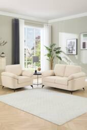 More4Homes Malmo Modern Scandi Style Fabric Living Room 1+2 Seater Sofa Set in Beige