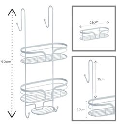 Showerdrape Dante Modern 2-Tier Shower Caddy - Bathroom Shower Storage in White - thumbnail 2