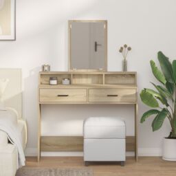 Berkfield Home Dressing Table with Drawers¬†Sonoma Oak 100x41x140 cm in Brown - Size: 100 x 41 x 140 cm - thumbnail 1
